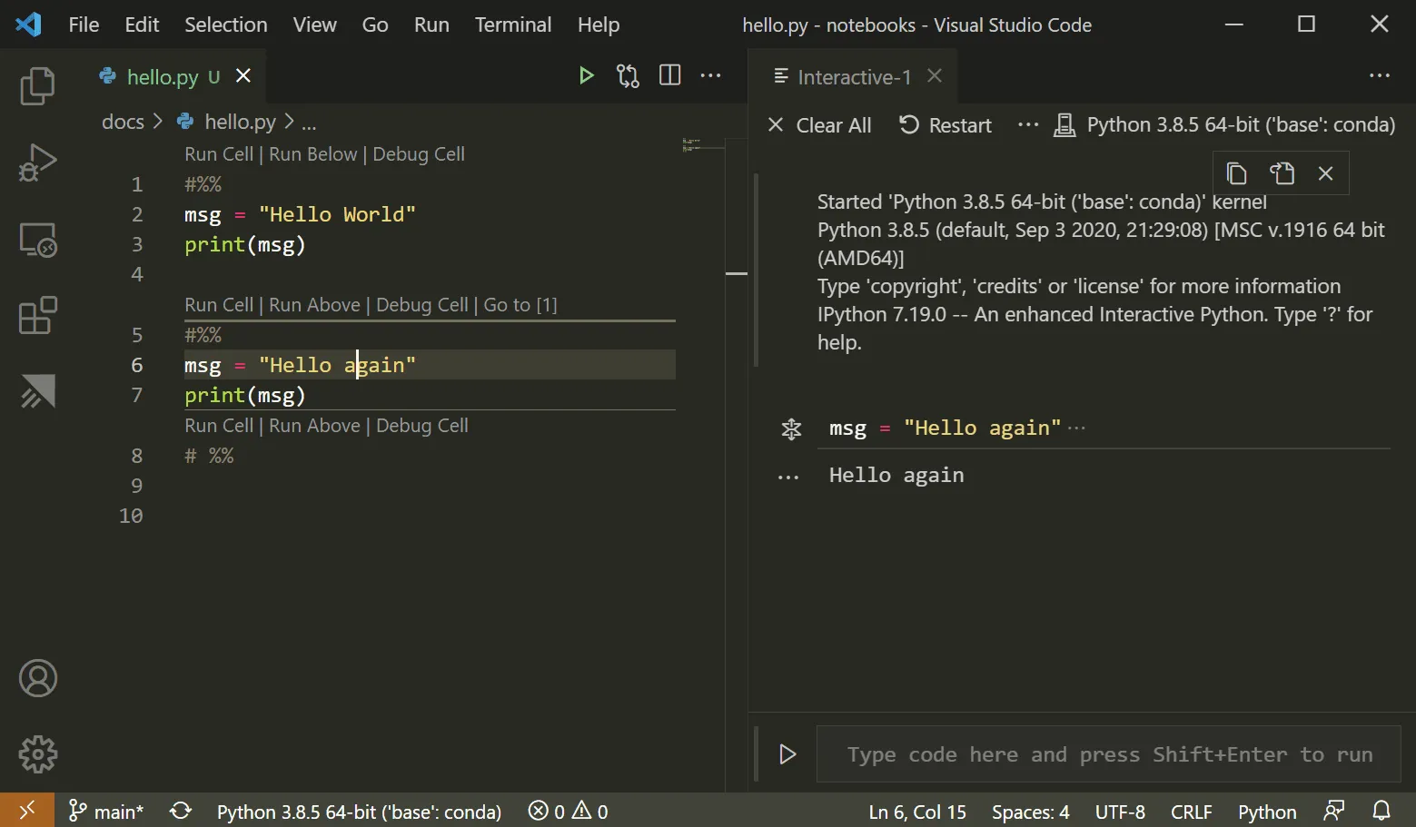 Python Interactive Window