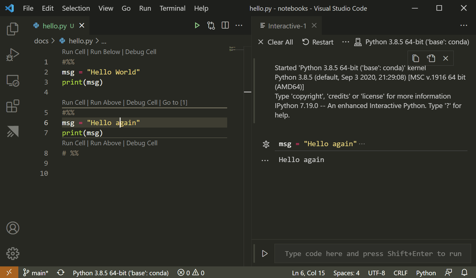 Python Interactive Window